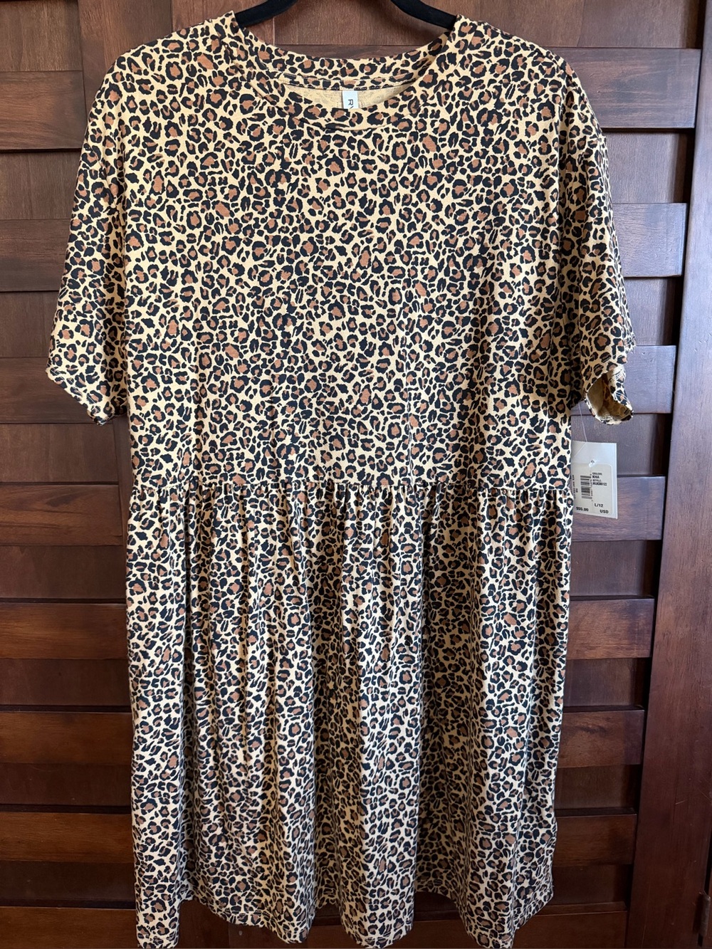 RVCA City Vibes Leopard Babydoll Mini Dress NWT L